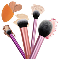 Penjualan terlaris 2025 Set kuas Makeup perjalanan 4-PS Label kustom gaya kipas tabung panjang untuk Aksesori kecantikan Concealer