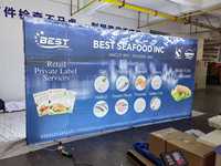 Producto promocional Tela Pop up Exhibición recta Feria comercial Fondo de cabina Caja de luz LED de aluminio portátil Logotipo personalizado Banner