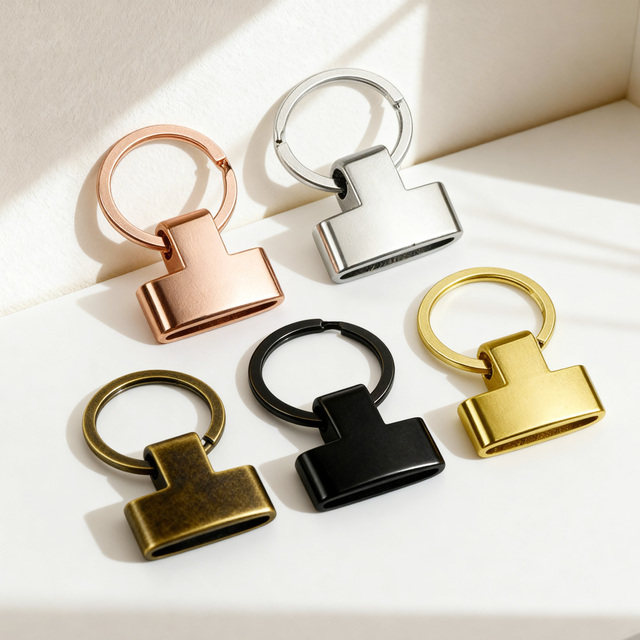 Luxury Custom Key Holder Keychain Hardware Accessories Split Ring Car Key Chain Zinc Alloy Metal Keychain Key Fob Leather Strap