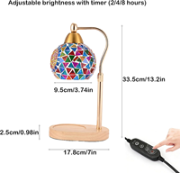 Lampe chauffe-bougie mosaïque lumineuse avec minuterie, lumière à intensité variable, globe en verre, base antique, décoration festive pour nouvelle maison, cuisine, bureau