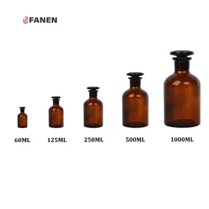 Fanen500ml狭口琥珀色のボトルとガラスストッパー卸売実験室ガラス製品再利用可能なメディア収納ボトル
