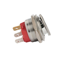 Interrupteur à bascule métallique autobloquant 22 mm 20A 12V 24V SPST étanche avec LED rouge pour montage sur panneau de commande de bateau ou tableau de bord de voiture