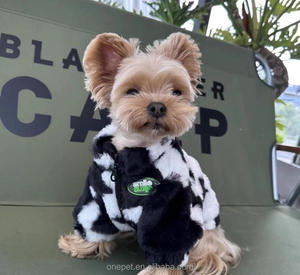 डेयरी गाय के साथ शानदार शीतकालीन नकली फर कुत्ते का कोट, लोकप्रिय पालतू वस्त्र हल्के धोने योग्य और फोल्डेबल - Product Image 2