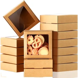 Factory Wholesale Food Grade Eco Friendly Bakery Food Packaging Brown Small Kraft Paper Cake Box With Clear Display Window
