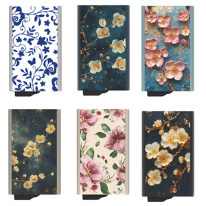 Tarjetero de PU con Diseño de Flores de Cerezo Doradas, 4 Pulgadas, Sin Cierre - Product Image 6