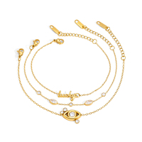 J&D Jewelry - Pulsera Clásica de Acero Inoxidable Chapada en Oro de 18K con Colgante de Ojo Redondo de Circonita Blanca, Resistente al Agua y al Deslustre, Regalo para Mujer