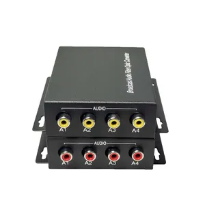 4 channel broadcast audio to fiber media converter rca audio to optical fiber extender for public address systems