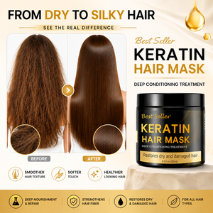 Mascarilla Capilar de Colágeno con Queratina Orgánica de Marca Privada para Reparación Intensiva y Suavizante del Cabello Dañado y Seco - Product Image 1