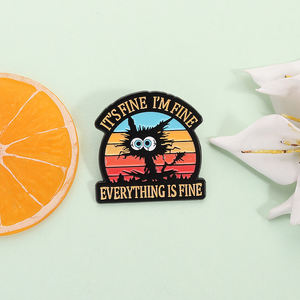 Ini adalah Pin Enamel wajah saya senang <span class=keywords><strong>Grumpy</strong></span> bros kucing hitam kerah Lapel lencana hadiah perhiasan untuk Teman remaja persediaan jumlah besar - Product Image 2