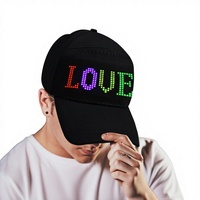 Cappellino Snapback Nero Stile Graffiti con Scritte Personalizzabili, Cappello da Baseball con Luci LED, Protezione Solare per Esterni, Risoluzione 16x32, 7x17cm