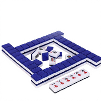 38 #   144 pièces en gros – Tuiles de Mahjong américaines en acrylique bleu scintillant, modernes et de luxe, roulées à la main, haut de gamme, portables, écologiques et personnalisables