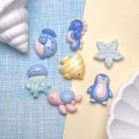 100 piezas de dijes de resina planos con forma de peces, caballitos de mar y pingüinos, ideales para decoración de teléfonos y accesorios de joyería DIY