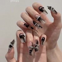 Faux ongles carrés gothiques faits à la main en gros, style gothique qualité salon, marque privée en vrac