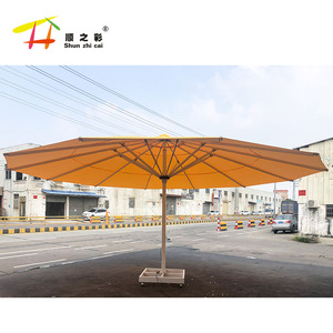 Parasol d'extérieur design moderne grand luxe 5 ~ 9 mètres en option parapluie à distance LED imperméable coupe-vent avec marbre - Product Image 4