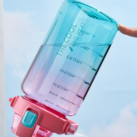 Bouteille d'eau sport Yiben 1,5 litre, vente en gros, tendance, en plastique grand format, avec logo personnalisé, changement de couleur thermique pour les boissons