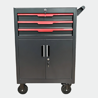 Armoire à outils roulante robuste à 3 tiroirs avec grande porte double et rangement mobile pour garage et atelier