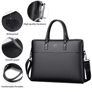 Maletín de Cuero Genuino Impermeable para Negocios, Trabajo, Portátil de 14 Pulgadas, Bolso Cruzado, Bolso de Mano <span class=keywords><strong>con</strong></span> Correa para el Hombro para Hombre - Product Image 2