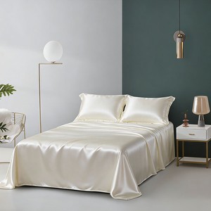 Vente flash - Ensemble <span class=keywords><strong>de</strong></span> literie en soie <span class=keywords><strong>de</strong></span> mûrier naturelle hypoallergénique - Sommeil sain et confortable - Ensemble <span class=keywords><strong>de</strong></span> draps plats en soie - Product Image 1