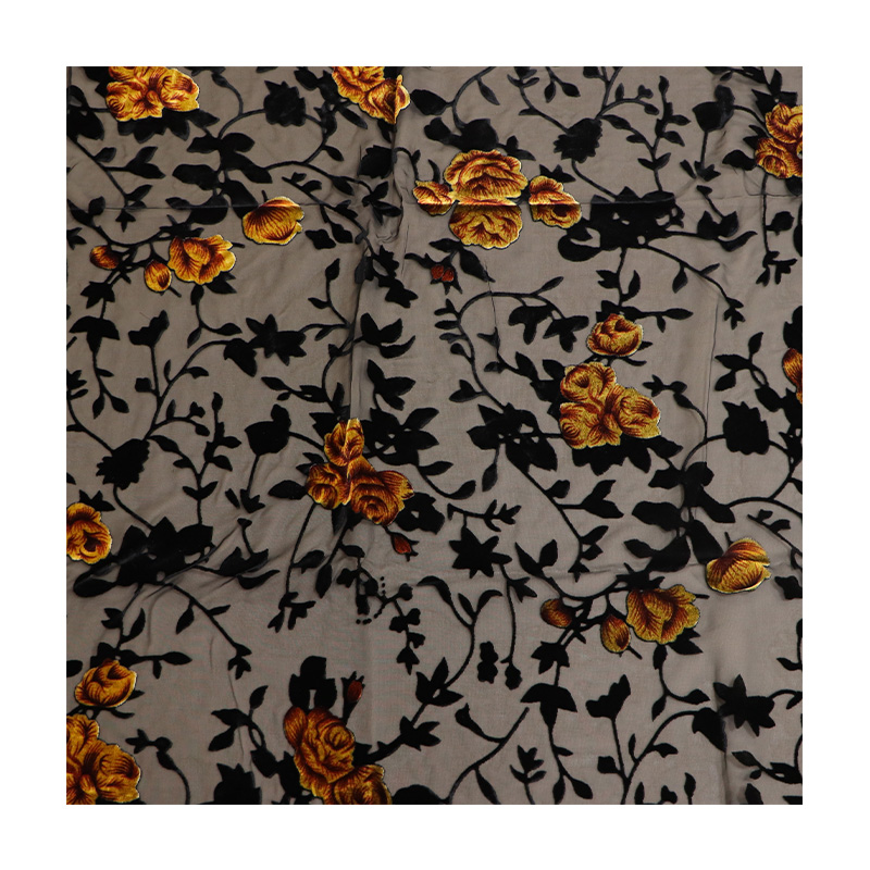 Custom Made Floral Print Velour Viscose Nylon Burnout Velvet Embroidery Dress Fabric