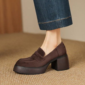 <span class=keywords><strong>Mocassini</strong></span> Vintage con Plateau in <span class=keywords><strong>Camoscio</strong></span> per Bambini Cialisa 2025, Scarpe Autunno Inverno di Alta Qualità, Punta Tonda, Slip-On, Tacchi Alti Chunky, Décolleté da <span class=keywords><strong>Donna</strong></span> - Product Image 1