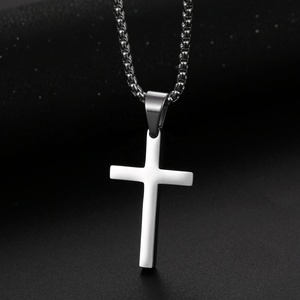 ARNAN collana con ciondolo a croce religiosa in acciaio inossidabile da uomo placcato oro nero preghiera Choker anniversario cristiano - Product Image 5