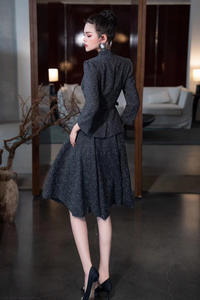 AELESEEN 正装女式西装裙套装 2 件套 V 领西装外套+中长舞会裙办公室商务夹克定制派对礼服 - Product Image 3