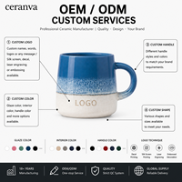 Mug à café en céramique à base de glaçure réactive dégradée et mouchetée, vente en gros, logo personnalisé gravé, écologique, compatible micro-ondes