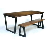 Ensemble de table et bancs de salle à manger industriels en métal pour hôtel, ferme et parc, utilisation extérieure, garantie 3 ans