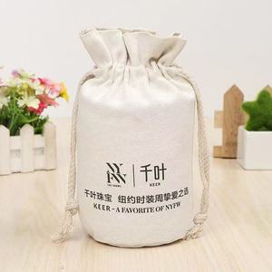 Personalized Custom Logo Print Natural <b>Canvas</b> Cotton Candle <b>Round</b> Bottom Drawstring Pouch Bag - Product Image 2
