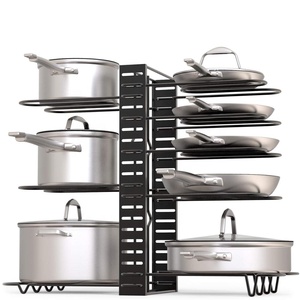 Portapentole da Cucina Fai-da-Te in <span class=keywords><strong>Ferro</strong></span> Nero Resistente, Organizzatore per Coperchi <span class=keywords><strong>di</strong></span> Pentole, Stile Moderno, Più Grande, per Armadi e Dispense - Product Image 2