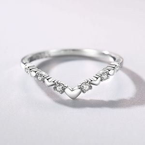 Ada Jewelry Anel De Prata 925 Argent Sterling Anneaux tendance à motif de cœurs pour femmes - Product Image 2
