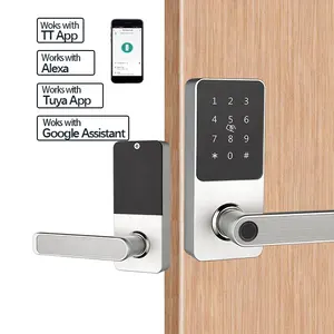 Silver ttlock Smart Door Lock Finger Print Key Fingerprint Locks Handle Free Wifi digital door lock