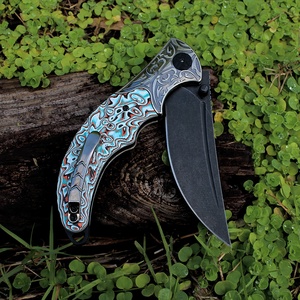 Chất lượng cao G10 xử lý gấp dao lớp phủ màu đen lưỡi ngoài trời EDC cắm trại sinh tồn chiến thuật Dao Bỏ Túi - Product Image 4