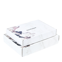 Boîte en papier personnalisée avec impression florale en marbre blanc, deux tailles, VOTRE CADEAU, écologique, recyclable, pliable