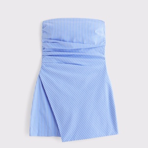 Vestido de Algodón a la Moda, sin Tirantes, Asimétrico, Ajustado, Mini Vestido Elegante sin Mangas para Fiesta, para Mujer - Product Image 6