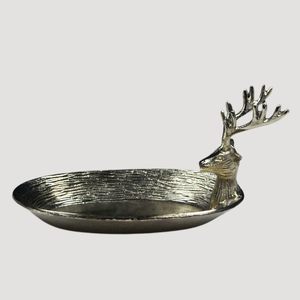 ถาดเสิร์ฟอลูมิเนียมทำด้วยมือที่ได้รับแรงบันดาลใจจากเขากวางงานฝีมือรูปวงรีหรูหราสำหรับเสิร์ฟของขวัญตกแต่ง - Product Image 3