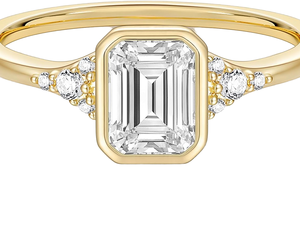 Nouvelle bague de luxe légère pour homme en or jaune 10k/14k/18k, sertie d'un diamant de laboratoire taille émeraude, certifiée IGI, haute qualité, pour l'export. - Product Image 1