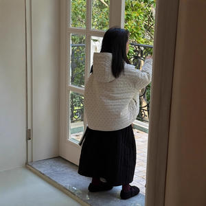 Manteau pour bébé <span class=keywords><strong>fille</strong></span>, automne et hiver 2025, style coréen, à pois, à capuche, en coton teint en pièce, épais, veste courte matelassée, vêtements d'extérieur - Product Image 2