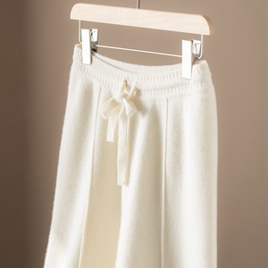 Nouveau <span class=keywords><strong>pantalon</strong></span> ample mi-long en pur cachemire tendance automne-hiver pour <span class=keywords><strong>femme</strong></span>, taille haute, décontracté, en <span class=keywords><strong>velours</strong></span> fluide, longueur ras du sol, tricoté - Product Image 4