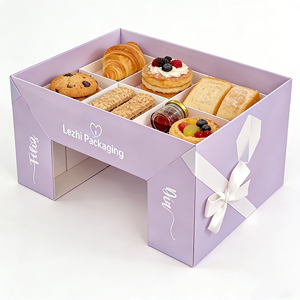 Caja de Papel Ecológica Rosa para Alimentos, Sushi, Crepas, <span class=keywords><strong>Hamburguesas</strong></span>, Chocolate, Repostería y Galletas, con Inserto, Venta al Por Mayor - Product Image 1