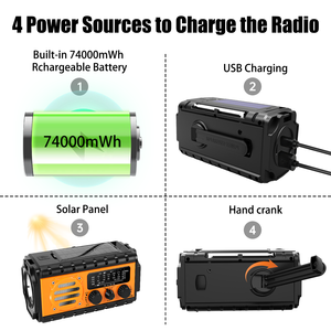 20000mah Noodradio Radio d'urgence Rechargeable manivelle Am Fm SW WB Radio météo batterie externe solaire Radio lampe de poche LED - Product Image 3