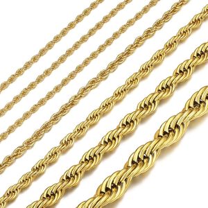 도매 2.5mm 3mm <span class=keywords><strong>4mm</strong></span> 5mm 6mm 꼬임 목걸이 18K 진짜 금 도금 스테인리스 스틸 링크 여성 패션 쥬얼리 남성 로프 체인 - Product Image 3