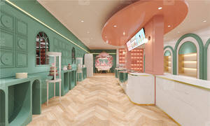 Tendance Design d'Intérieur Personnalisé pour Magasin de Sucreries, Comptoir Vitrine Mobilier pour Magasin de <span class=keywords><strong>Yaourt</strong></span> Glacé Rose - Product Image 4