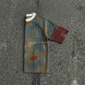 Camiseta con efecto acid wash, camiseta lisa lavada, camisetas 100% algodón, cuello redondo, para hombre, camiseta personalizada de alta calidad para hombre - Product Image 2