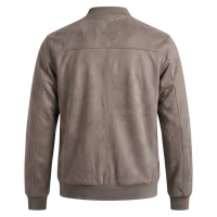 Blouson Bomber Homme Slim en Faux Daim Style Punk, Col Montant Côtelé, Fermeture Éclair Intégrale, Multicolore, Fabrication OEM Personnalisée, Vente en Gros