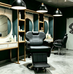 Fauteuil de Barbier Européen Vintage de Luxe en Acier Inoxydable, Pivotant à 360 Degrés, Inclinable, avec Relevage Hydraulique, Mobilier de Salon de Coiffure - Product Image 2