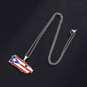 Venta caliente esmalte país bandera chapado en <span class=keywords><strong>oro</strong></span> collar <span class=keywords><strong>de</strong></span> acero inoxidable <span class=keywords><strong>Puerto</strong></span> <span class=keywords><strong>Rico</strong></span> mapa colgante cadena <span class=keywords><strong>de</strong></span> eslabones <span class=keywords><strong>para</strong></span> joyería <span class=keywords><strong>de</strong></span> aniversario - Product Image 6