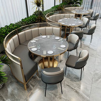 Ensemble de table de salle à manger et banquette en marbre de luxe moderne pour hôtel, mobilier commercial, banquette sur mesure