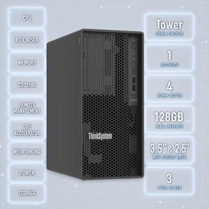 เซิร์ฟเวอร์แบบทาวเวอร์ ST50 V3 ThinkSystem ST250 ST258 ST550 ST650 VPN SMB NAS HDD สำรองข้อมูล การเงิน * ST50 V3 เป็นเซิร์ฟเวอร์แบบซ็อกเก็ตเดี่ยว - Product Image 3