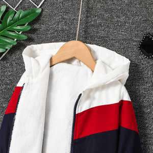 Veste d'hiver coupe-vent à capuche et fermeture éclair pour garçons Vêtements pour enfants avec couleurs contrastées <span class=keywords><strong>Pull</strong></span> épais - Product Image 4